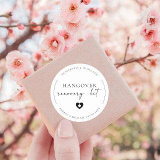 Script Hangover Recovery Kit Wedding Party Favor Classic Round Sticker