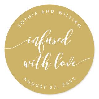 Script Infused with Love Editable Color Wedding Classic Round Sticker