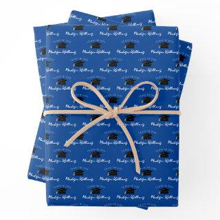 Script Name Graduation Cap Class Year Blue  Sheets