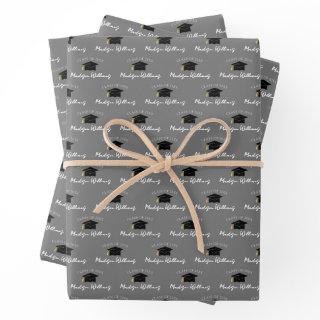 Script Name Graduation Cap Class Year Gray  Sheets