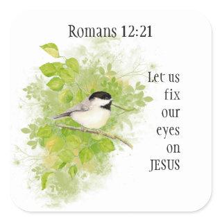 Scripture Romans 12:12 Joyful, Patient, Faithful Square Sticker