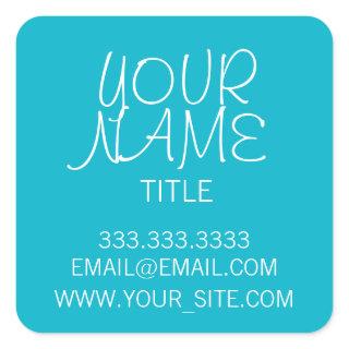 Scuba Blue Freehand Simple Square Sticker