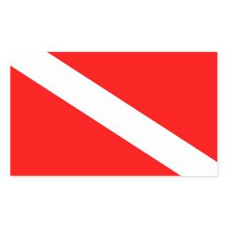 scuba divers flag red diagonal dive symbol rectangular sticker
