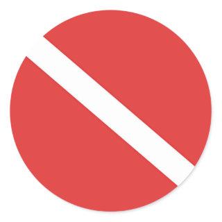 Scuba Diving Logo- Diver's Red White Flag Classic Round Sticker