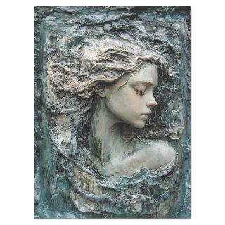 Sculpture of a Woman's Profile Decoupage Tissue Paper