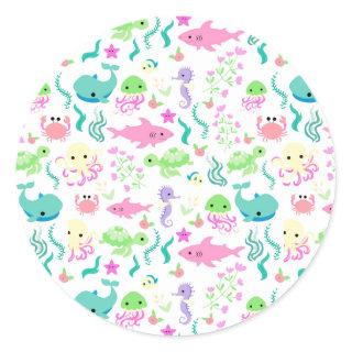 Sea Animals Classic Round Sticker