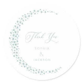 Sea Foam Moon of Stars White Wedding Invitation Classic Round Sticker