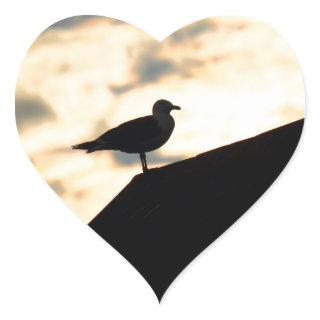 Sea Gull Sunset Heart Sticker