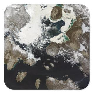 Sea ice and sediment visible in Nunavut, Canada Square Sticker
