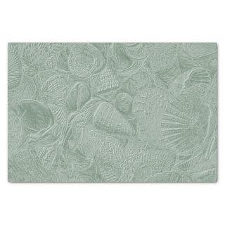 Sea Shell Coastal Beach Sage Green Decoupage Tissue Paper