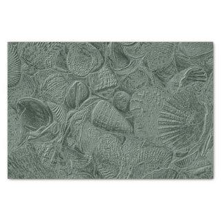 Sea Shell Coastal Beach Sage Green Metallic Tissue Paper