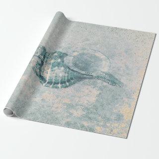Sea Shell Teal Beige Vintage Ocean Beach Texture