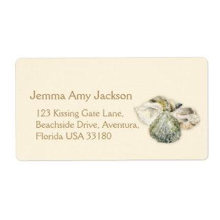 Sea shells art wedding large return reply label