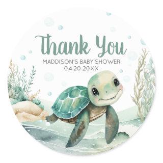 Sea Turtle Baby Shower Classic Round Sticker
