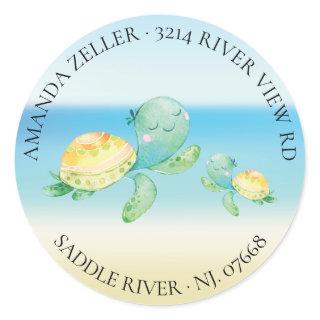 Sea Turtle Baby Shower Return Address Label