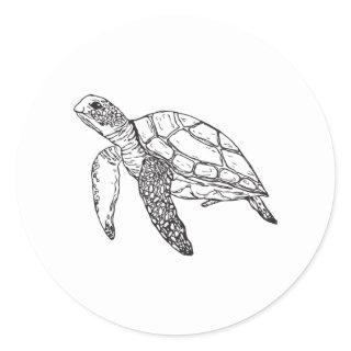 sea turtle classic round sticker
