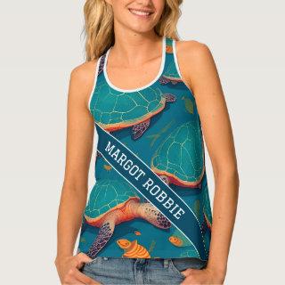 Sea turtle Geometric Colorful Personalized Pattern Tank Top