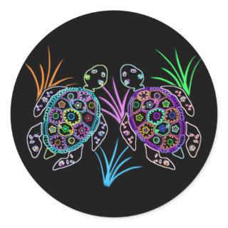 Sea Turtle Glow Classic Round Sticker