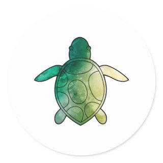 Sea Turtle green watercolor Classic Round Sticker