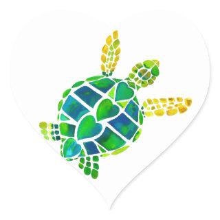 Sea Turtle Love Collection Heart Sticker