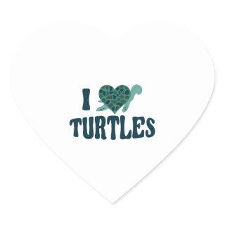 Sea Turtle Tortoise Heart I Love Heart Sticker