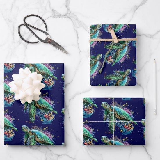 Sea turtle underwater watercolor Style  Sheets