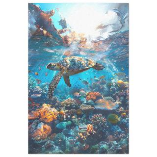 Sea Turtle Vibrantly Colored #2 Decoupage Tissue Paper