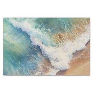 Sea Waves Watercolor Beach Decoupage Tissue Paper