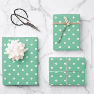 Seafoam Soft Pastel Green, White Polka Dot Pattern  Sheets