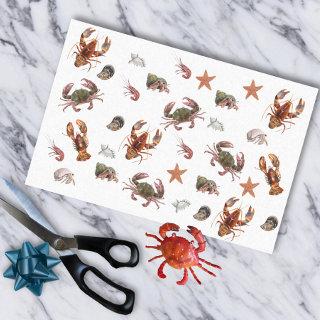 Seafood Crustacean Lobster Crab Pattern   Tissue Paper