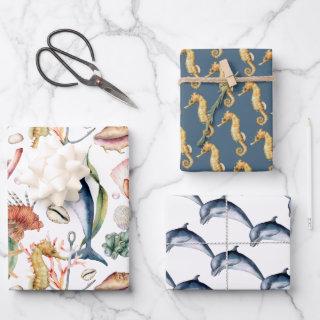Seahorses and Dauphins, Nautical Matching Designs  Sheets
