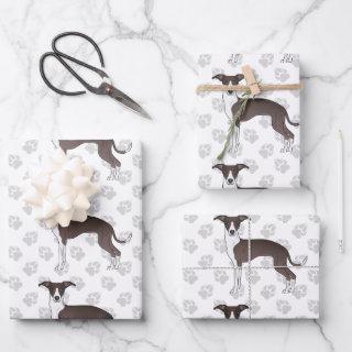Seal And White Italian Greyhound Dogs With Paws  Sheets