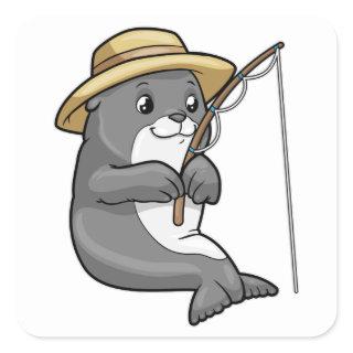 Seal at Fishing with Fishing rod & Hat