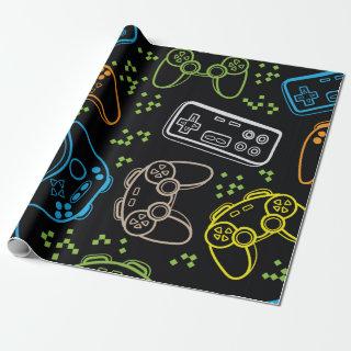 Seamless bright pattern with joysticks. gaming coo