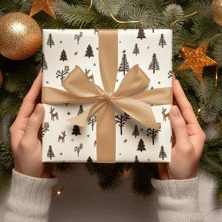 Seamless Christmas Tree & Deer Pattern