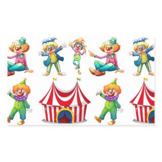 Seamless clowns and circus tent rectangular sticker