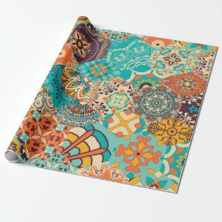 Seamless colorful patchwork tile with Islam, Arabi