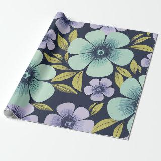 Seamless Floral Design in Turquoise and Lavender