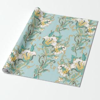 Seamless floral pattern with white cotton flowersl