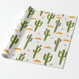 Seamless pattern, cactus, sand texture, Mexican st