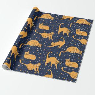 Seamless pattern, funny cats in everyday poses, pl