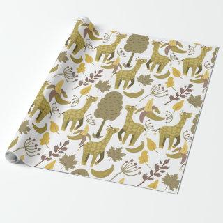 Seamless pattern Giraffe yellow white background