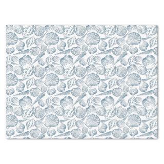 Seamless pattern in trendy colors with seashells w tissue paper