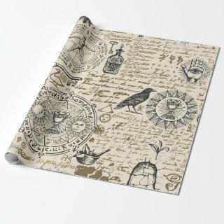 seamless pattern on a theme of alchemy in vintage