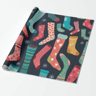 Seamless pattern with colorful different socks