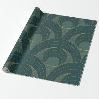 Seamless pattern with golden and green circles on