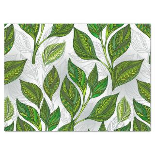 Seamless Pattern with Green Tea Leaves Tissue Paper