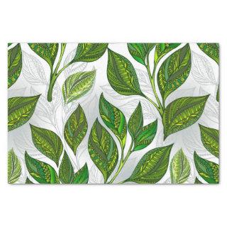 Seamless Pattern with Green Tea Leaves Tissue Paper