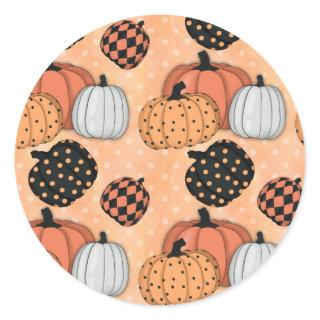 Seamless Pattern With Pumpkins.Thanksgiving Day. Classic Round Sticker
