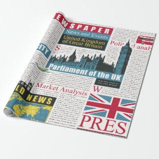 seamless pattern with UK or London newspaper. Pag